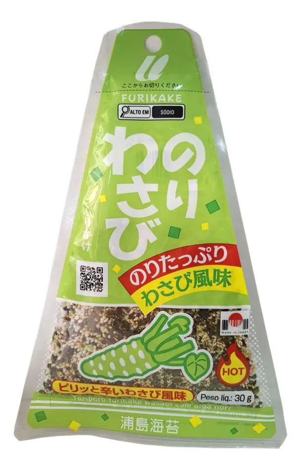 Tempero Furikake Urashima Sabor Wasabi Com Alga Nori 30g Para Arroz E Sushi