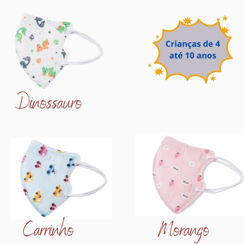 Imagem 3 de 4 de 10 Máscaras Descartável Infantil Kn95 5 Camada Com Estampa