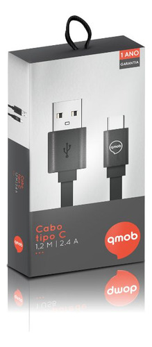 Carregador Parede + Cabo Tipo C 1,2m - Qmob