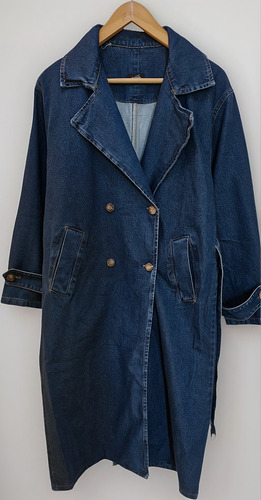 Saco -trench Tapado Largo Jean Azul L - X L