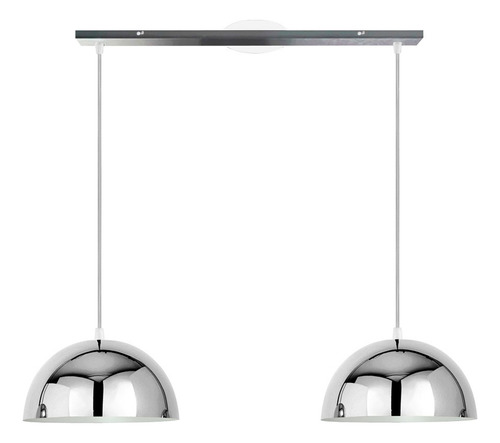 Lampara Colgante 2 Luces Deco Iluminacion E27 Campana 20 Cm Estructura Cromo