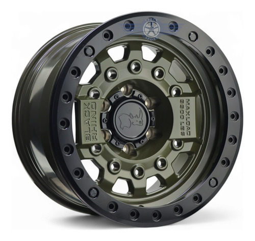 4 Rines 17 Black Rhino Avenger 6-139.7 Beadlock Tacoma Hilux Olive Drab Green Blk Hardware