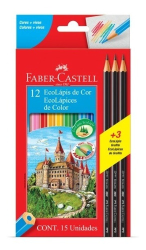 Lápices De Colores Faber-castell Eco X12 + 3 Grafitos