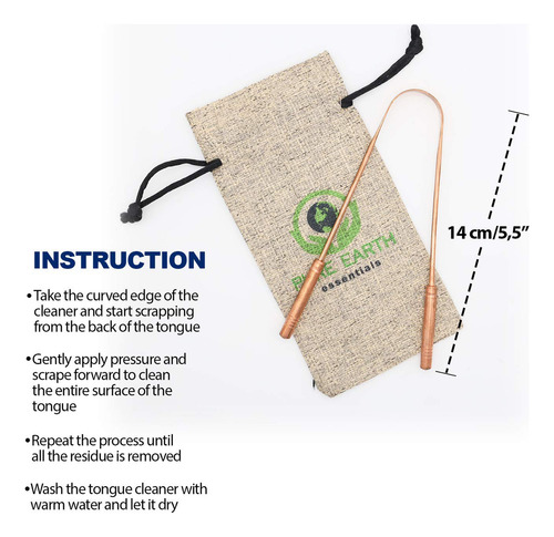 Pure Earth Essentials - Raspador De Lengua De Cobre Para Adu