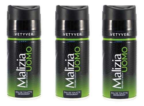 Kit Malizia Vetyver Déodorant Desodorante Masculino 150ml