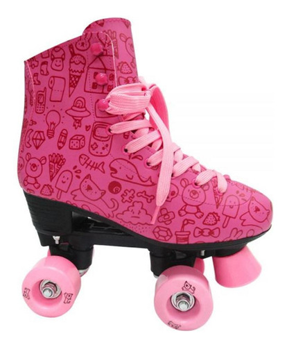 Patins Roller Estilo New Rosa N. 32 Dm Toys