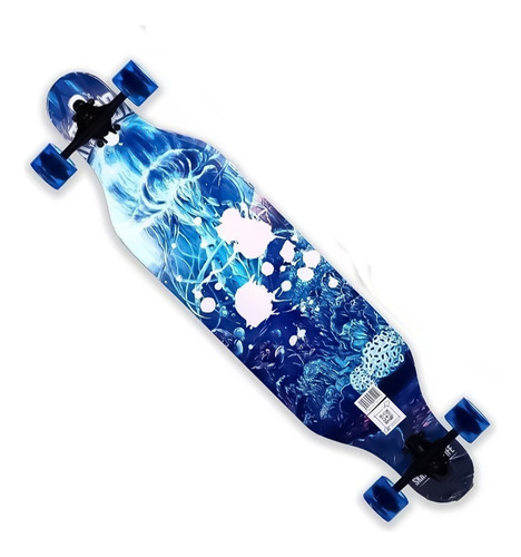 Patineta Longboard Skateboard Trucks Con Lija 7 Capas Tabla Color Azul marino