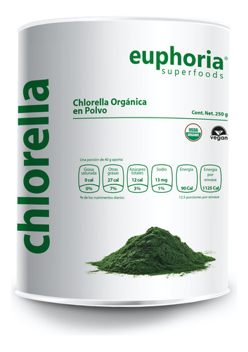 Chlorella Orgánico 250g Euphoria Superfoods Envío Gratis