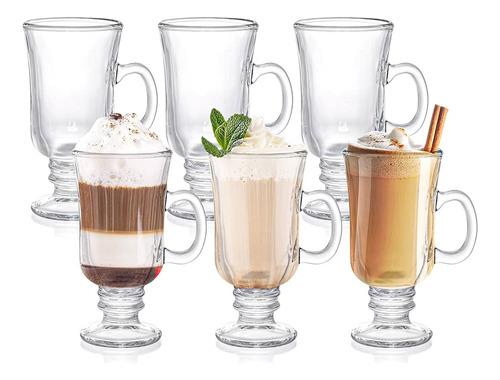 Set 6 Tazas Vidrio Cafe Capuchino Espresso Latte Cortado