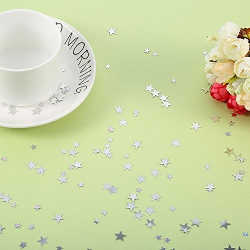 Glitter Confetti Estrellas Plateadas 10 Y 6mm - 60gr