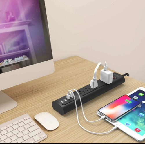 Multicontacto Supresor De Picos 4 Salidas De Ca Y 4 Usb