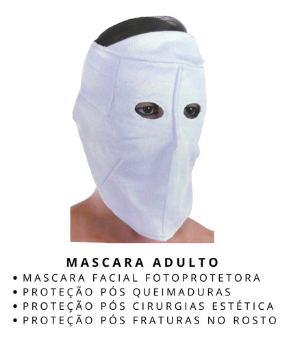 Mascara Proteção De Queimaduras Adulto Branca 100% Algodão