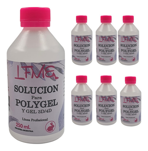 Solucion Liquido Para Polygel 250ml 6 Unidades Anmat Lefemme