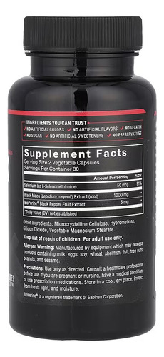 Maca negra 60 cápsulas Force Factor aumenta la libido