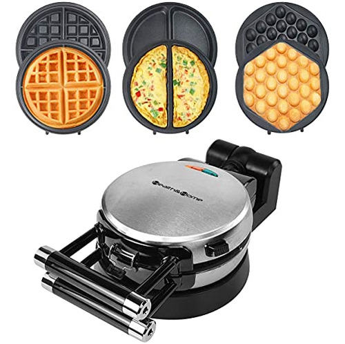 3-in-1 Waffle, Omelet, Egg Waffle Maker, 3 Removable No...