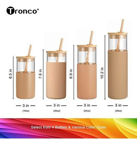 Vaso De Vidrio De 590ml Rosa Con Funda Protectora Silicona
