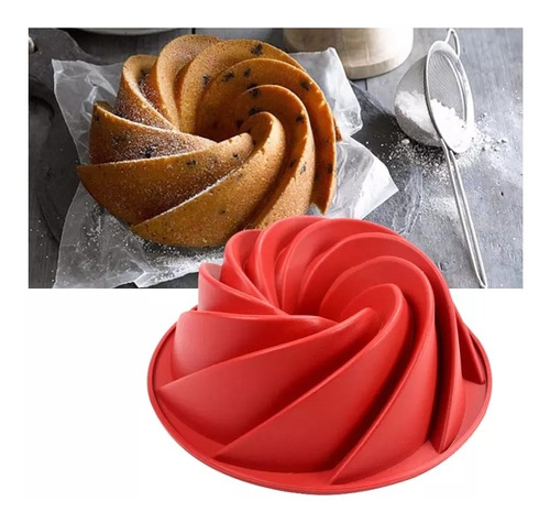 Molde Silicon Savarin Bundt Cake Espiral Gelatina 