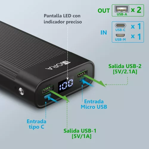 Banco de potencia 20000mAh cargador portátil USB externo de doble salida de  la batería del teléfono celular con luz LED para el iPhone Samsung - China  Powerbank y Batería Externa precio