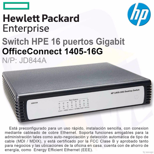 Switch Hp 16 Puertos Gigabit 1405 16g Hpe 1405-16g Jd844a