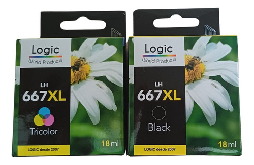 Pack 2 Tintas 667 Xl Logic Negro Y Color Alto Rendimiento