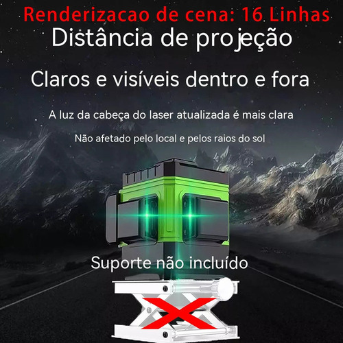 Nível De Laser: 8 Linhas, Verde, 3d, Autonivelamento Recarre