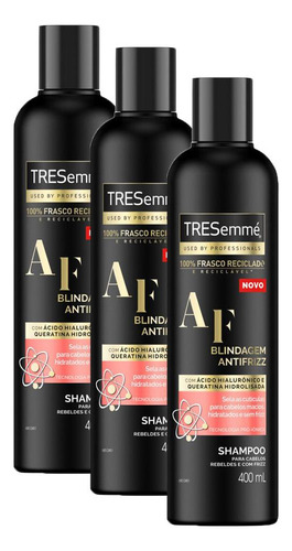Kit 3 Shampoos Tresemmé Blindagem Antifrizz 400ml Cada