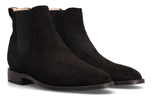 Fino Botín De Hombre Chelsea Goodyear Welt Gamuza Negro