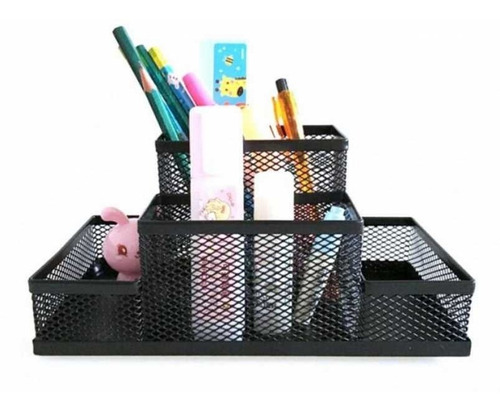 Organizador De Escritorio Metalmesh 4 Divisiones Negro