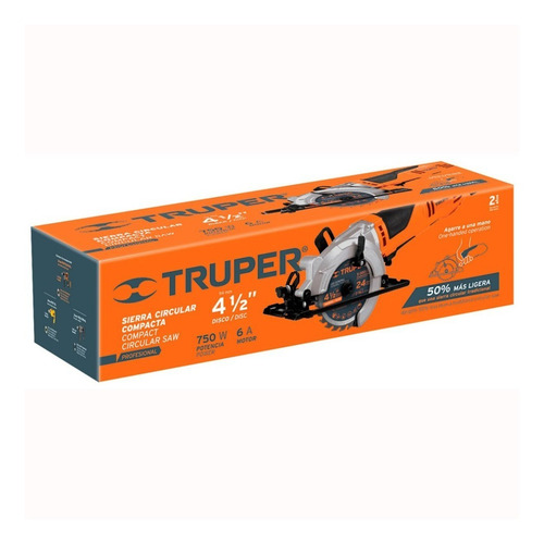 Sierra circular eléctrica Truper Profesional SICI-4-1/2A 114mm 750W naranja 60Hz 127V