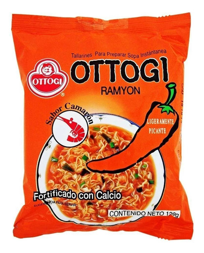 Ramen Coreano Ottogi Ramyon Camaron Picante 4 Piezas