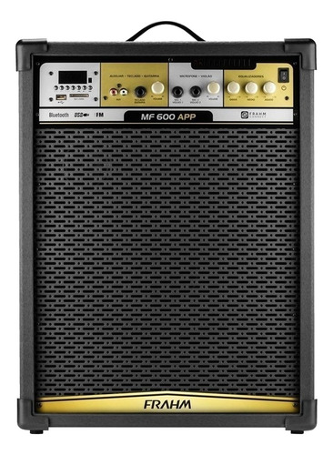 Caixa de som Frahm MF 600 APP portátil com bluetooth preta 90V/240V