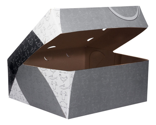 Caixa box embalagem Multiuso Porções E Salgados  Cor Preto Branco BraspelFood 100un