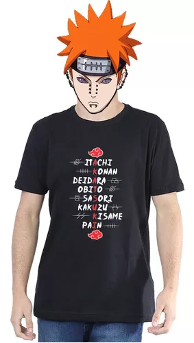 Camiseta Camisa Anime Naruto Personagem Membros Akatsuki