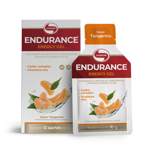 Endurance Energy gel - 12 sachês 30g tangerina - Vitafor