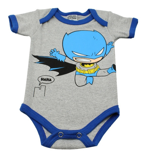 Imagen 2 de 7 de Pañalero Batman Patada Original Ropa De Bebé Gris 26046