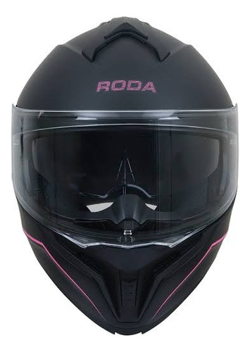 Casco Force Negro Y Rosa Mate Abatible Roda Negro Lisa L