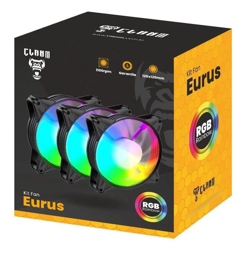 Kit 3 Fan Rgb Para Gabinete Led Azul