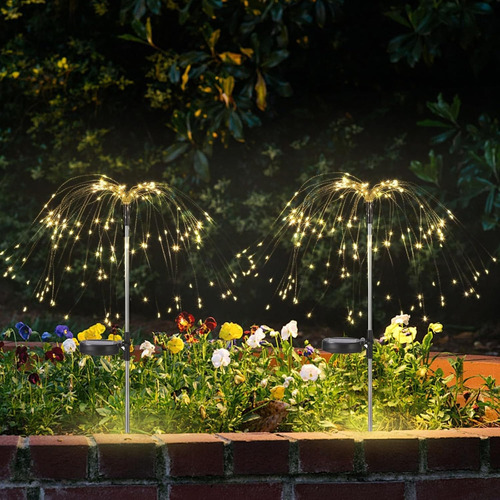 Paquete De 2 Luces Solares De Fuegos Artificiales 150 Led Cr