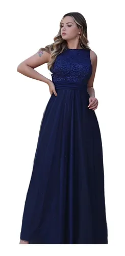 Vestido Azul Royal Longo Festa Madrinha Frente Unica MercadoLivre