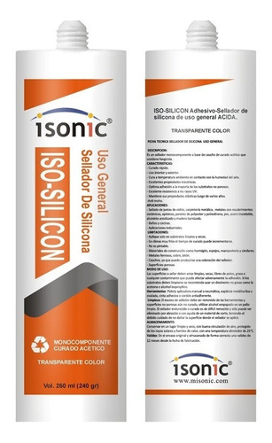 Silicon Profesional Acético Uso General 2 Unidades  Isonic
