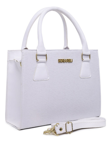 Bolsa Feminina De Mão E De Lado Com Alça Transversal Barato Branco Lisa Dourado Da Bolsa