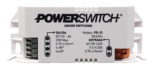 Fuente Switching 25w Macroled 12v 2a Interior P/ Tira Led