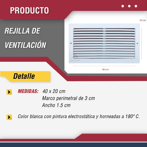 Rejilla Ventilacion 40x20 Retorno
