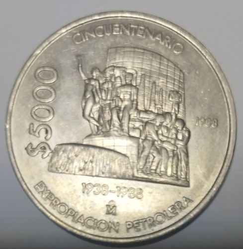 Moneda $5000 Expropiacion Petrolera Cincuentenario (Usado)