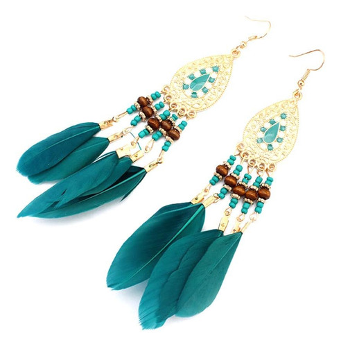 Pendientes Largos De Plumas Bohemias Boho Chic Pendientes Co