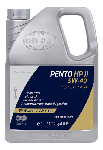 Aceite 100% Sintético Pentosin Pento Hp Ii 5w-40 Audi Rs7 20