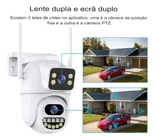 Kit 2 Câmera Segurança Wifi A33h App Icsee Lente Dupla 6mp Cor Branco