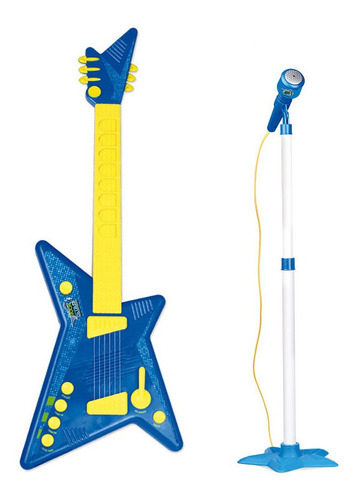 Guitarra Infantil Rock Star C/ Microfone E Luz - Azul - Zoop