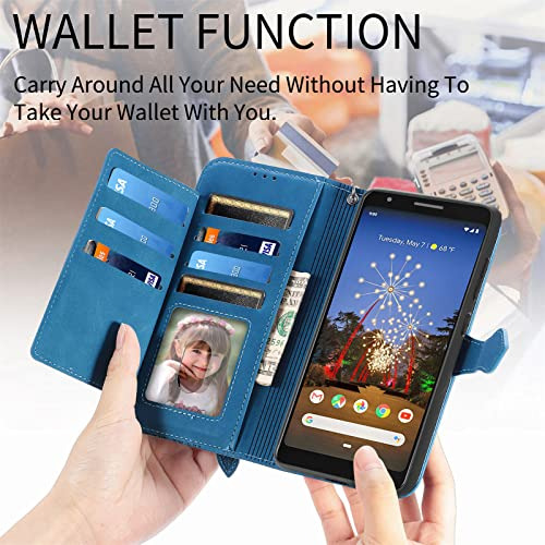 Funda Cartera Para Google Pixel 3a Azul Piel Sintetica