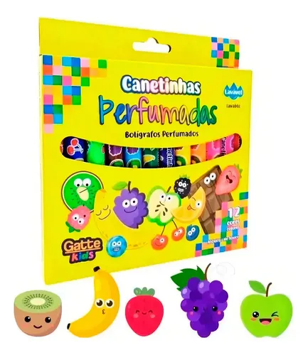 Canetinhas Hidrográficas Perfumadas Make+ Frutas 12 Cores Variadas
